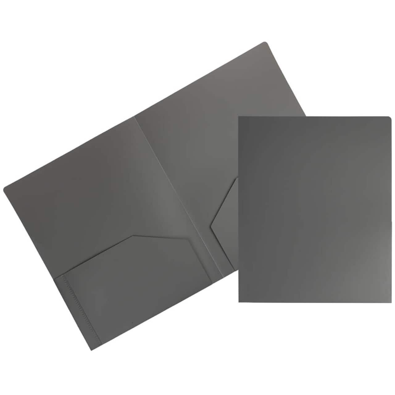 JAM Paper Heavy Duty Plastic 2-Pocket Folders, 6ct.